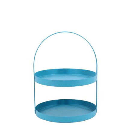 Plateau double en métal bleu 27x22cm | Hashtag Déco