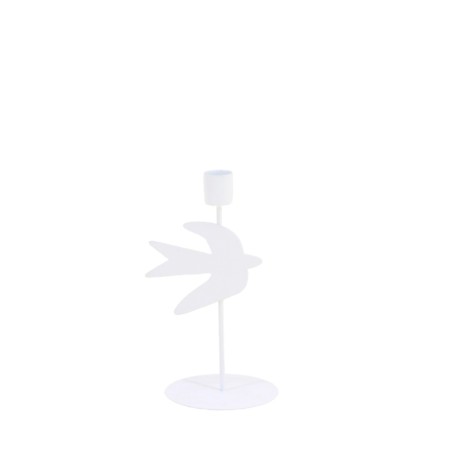 Bougeoir oiseau métal blanc 20cm élégant | Hashtag Déco