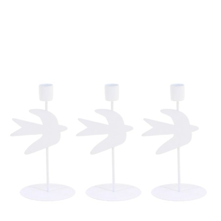 Lot de 3 bougeoirs oiseau métal blanc | Hashtag Déco