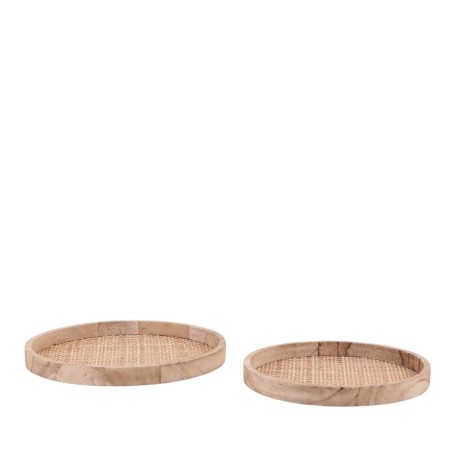 Set de 2 plateaux ronds cannage naturel | Hashtag Déco