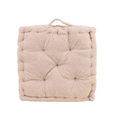 Coussin de sol bouclette beige 40x40 cm | Hashtag Déco
