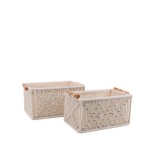 Set de 2 paniers déco macramé en tissu beige | Hashtag Déco