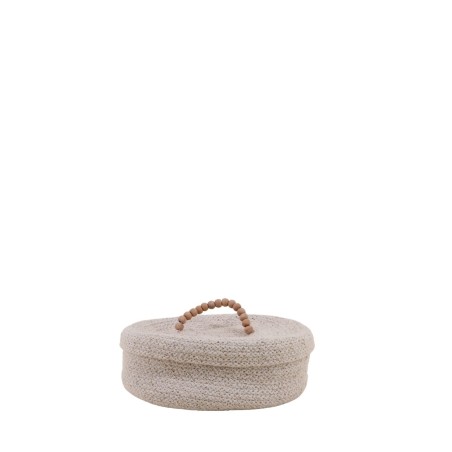 Panier ovale en coton avec couvercle 25x20cm