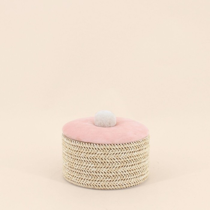 Boite à bijoux ronde en fibres naturelles beige | Hashtag Déco