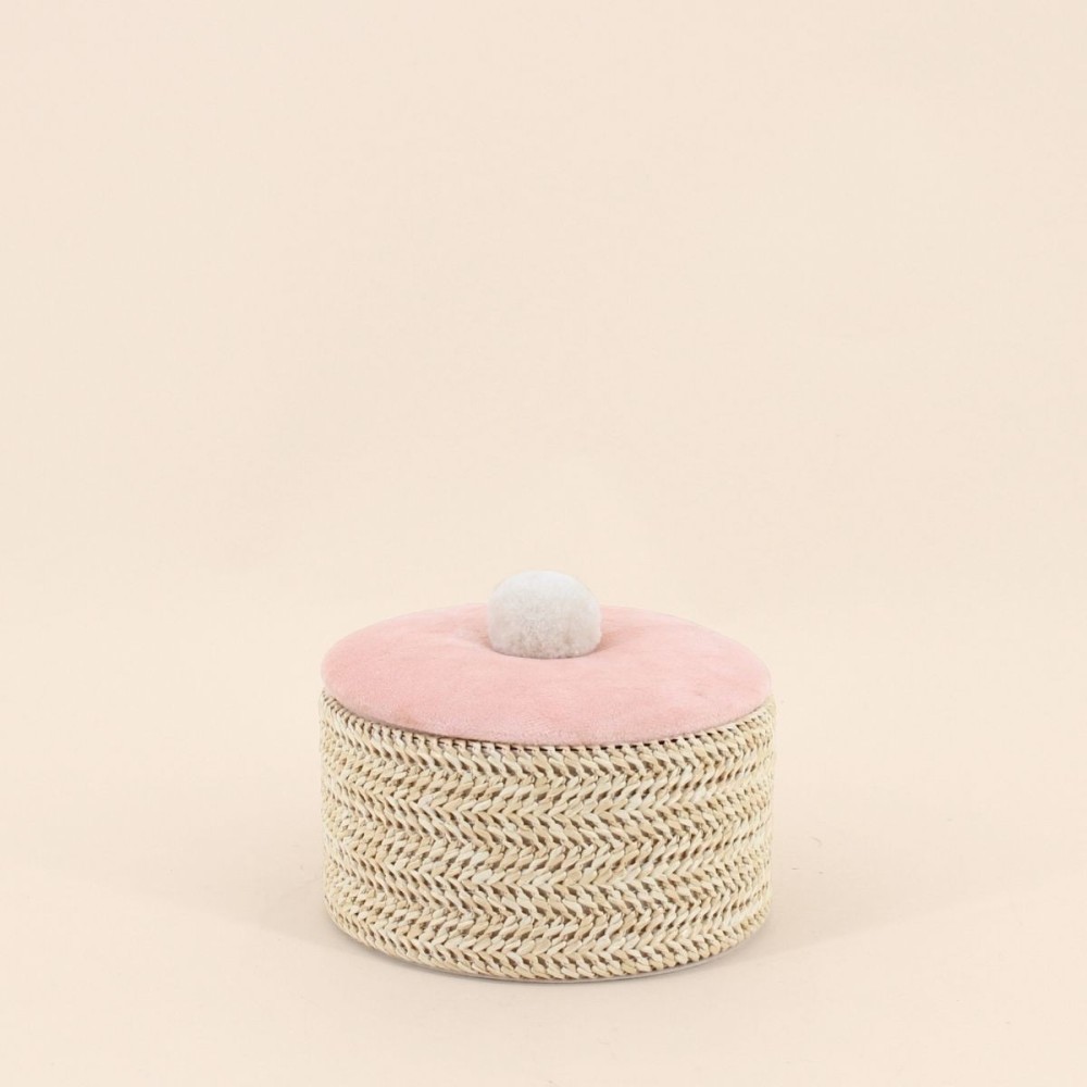 Boite à bijoux ronde en fibres naturelles beige | Hashtag Déco