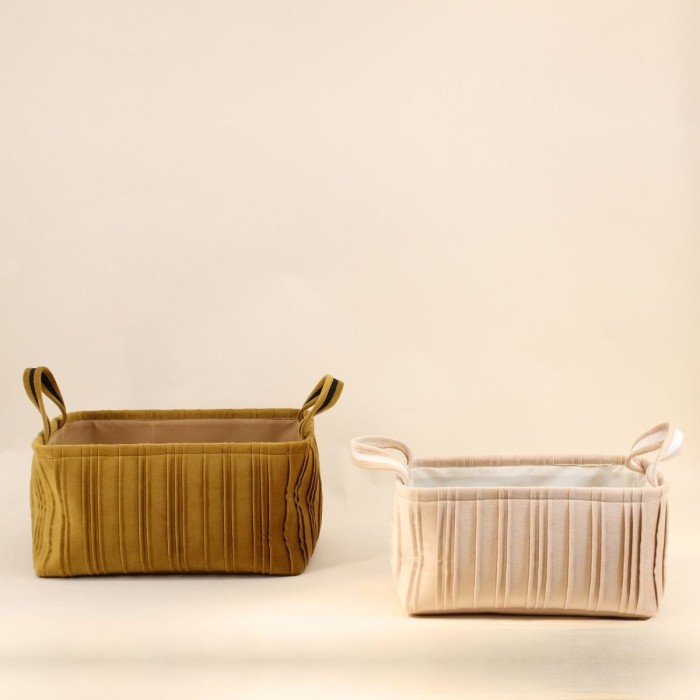 Set de 2 paniers en velours plissé