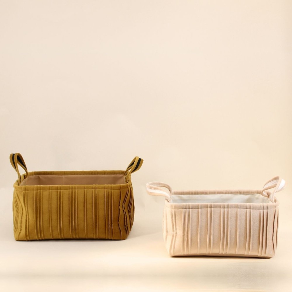 Set de 2 paniers en velours plissé
