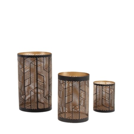 Set de 3 lanternes bois noir découpe géométrique | Hashtag Déco