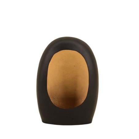 Photophore organique noir doré 22cm élégant | Hashtag Déco