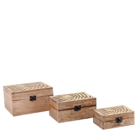 Set de 3 boîtes bois, couvercle or | Hashtag Déco