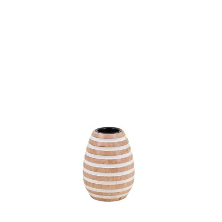 Bougeoir en bois à rayures naturel 14cm | Hashtag Déco