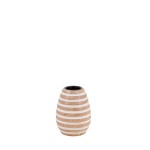 Bougeoir en bois à rayures naturel 14cm | Hashtag Déco