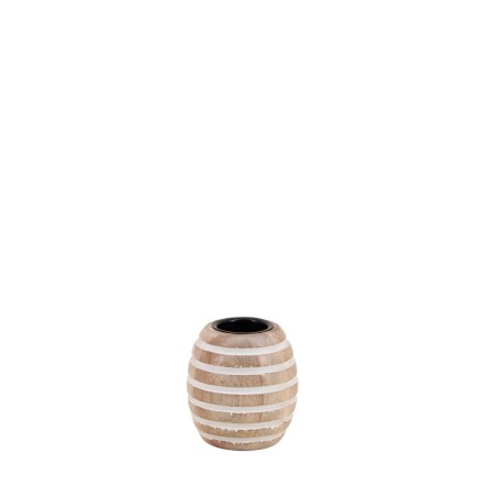 Bougeoir en bois rayé 10cm, style naturel | Hashtag Déco