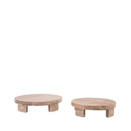 Plateau rond en bois naturel sur pieds 25cm | Hashtag Déco