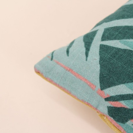 Coussin effet lin feuillage vert 30x50cm | Hashtag Déco