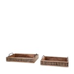 Set de 2 plateaux bois naturel avec poignées | Hashtag Déco