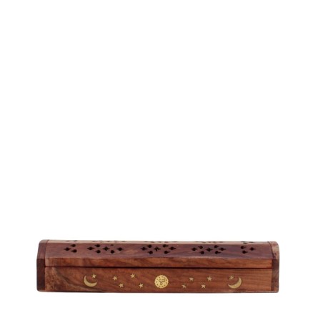 Boite à encens en bois brun 30cm | Hashtag Déco
