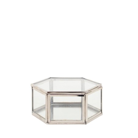 Boite hexagonale en verre transparent 12x11cm | Hashtag Déco