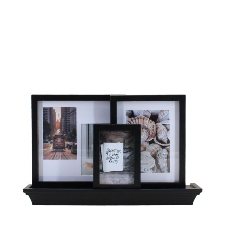 Set 3 cadres bois blanc + étagère 45cm | Hashtag Déco