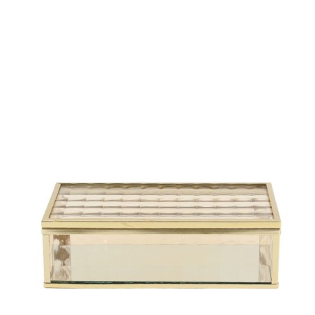 Boite en verre et métal doré 18x10cm | Hashtag Déco