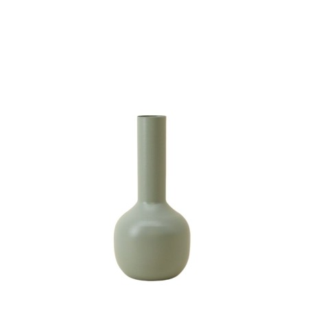 Vase tube métal vert 23cm, design unique | Hashtag Déco
