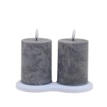 Set de 2 bougies led grises en cire 7,5x10cm | Has