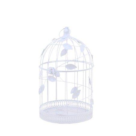 Cage oiseau déco métal blanc 32cm | Hashtag Déco