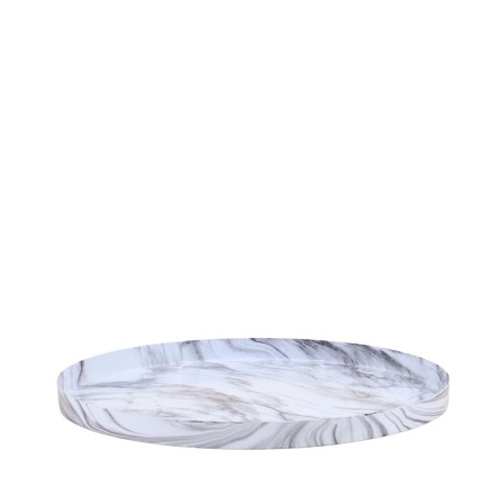 Plateau rond effet marbre 33cm blanc | Hashtag Déco