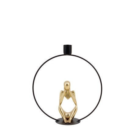 Bougeoir design rond 22cm en métal doré | Hashtag Déco