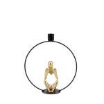 Bougeoir design rond 22cm en métal doré | Hashtag Déco