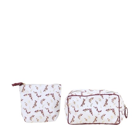 Set de 2 trousses de toilette fleuries en coton rose | Hashtag Déco