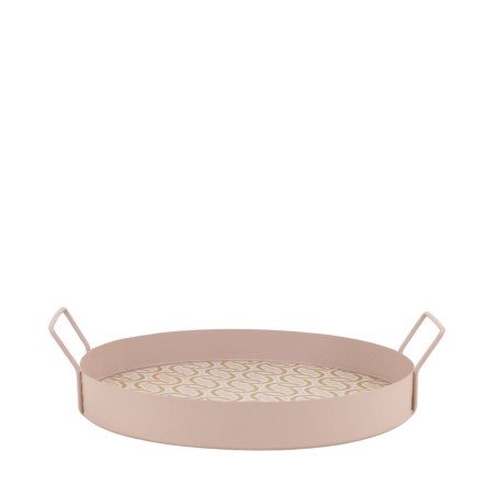 Plateau rond motifs bois clair avec poignées | Hashtag Déco