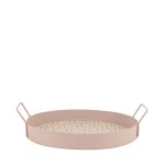 Plateau rond motifs bois clair avec poignées | Hashtag Déco