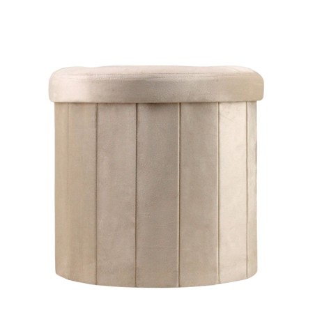 Pouf coffre en velours beige 38cm élégant | Hashtag Déco