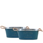 Lot de 2 jardinières effet vieilli bleu 30cm | Hashtag Déco