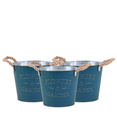 Lot de 3 pots de fleurs en métal gris 17cm | Hashtag Déco