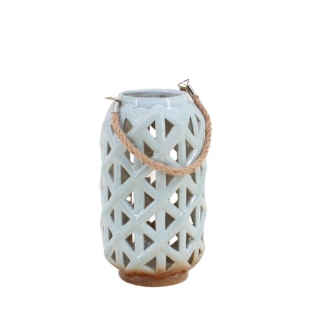 Lanterne en céramique verte 25cm, style moderne | Hashtag Déco