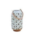 Lanterne en céramique verte 25cm, style moderne | Hashtag Déco