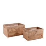 Set de 2 caisses bois et rotin naturel | Hashtag Déco