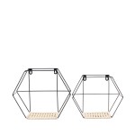 Set de 2 étagères murales bois clair hexagonales | Hashtag Déco