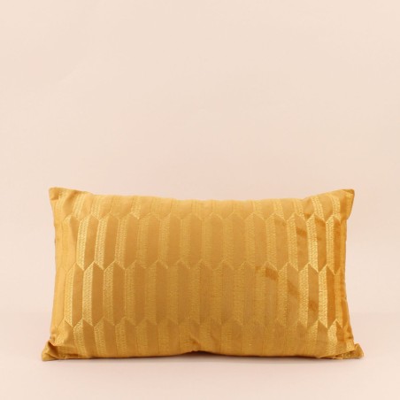 Coussin en velours brodé jaune 30x50cm | Hashtag Déco