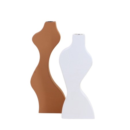 Set de 2 bougeoirs design en métal noir | Hashtag Déco