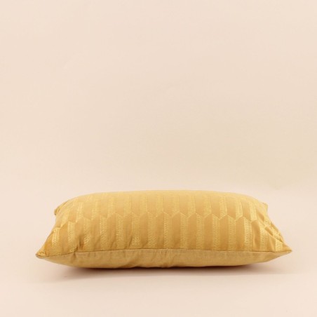 Coussin en velours brodé jaune 30x50cm | Hashtag Déco