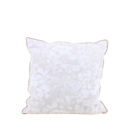 Coussin beige fleuri en jute 40x40cm | Hashtag Déco