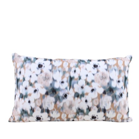 Coussin imprimé floral coton bleu 30x50cm | Hashtag Déco