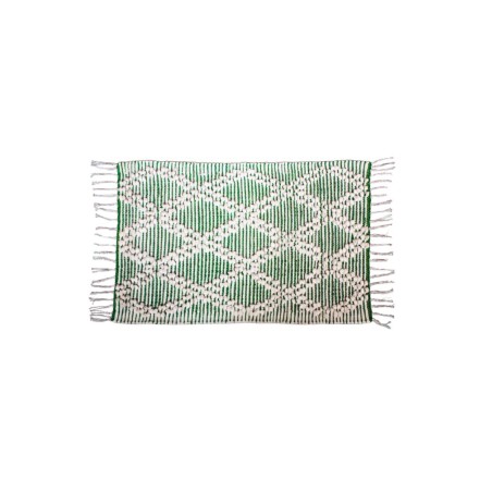 Tapis berbère blanc bleu à franges 60x90 cm | Hashtag Déco