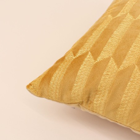 Coussin en velours brodé jaune 30x50cm | Hashtag Déco