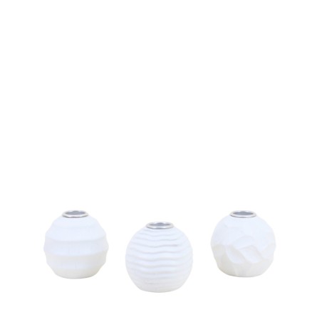 Set de 3 bougeoirs en résine blanche texturée | Hashtag Déco