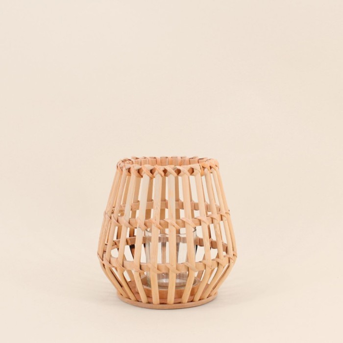 Photophore conique bambou naturel 17cm | Hashtag Déco