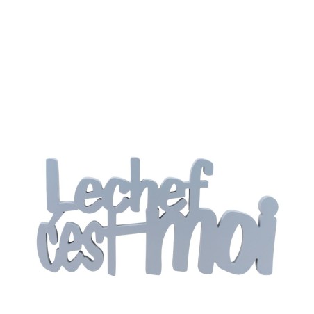 Mot déco "Le chef c'est moi" gris métal 50cm | Hashtag Déco